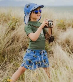 Boys' Surf Safari Short Sleeve Rash Guard Set (Baby) -Optimal Swimming Equipment 7631513845928 blue 5a