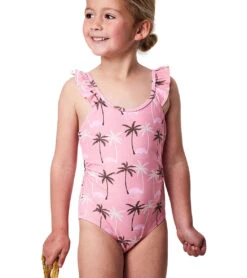 Girls' Palm Paradise Frill Strap One Piece Swimsuit (Toddler, Little Kid, Big Kid) 9 Girls' Palm Paradise Frill Strap One Piece Swimsuit (Toddler, Little Kid, Big Kid) -Optimal Swimming Equipment 7652779327656 pink 3a