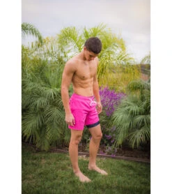 Men's 17" Dean Tree Compression Swim Trunks -Optimal Swimming Equipment 7781261017256 pink 3a