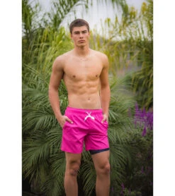 Men's 17" Dean Tree Compression Swim Trunks -Optimal Swimming Equipment 7781261017256 pink 4a